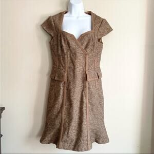 NANETTE LEPORE Wool Blend Tweed Cap Sleeve Sheath Dress Women's Size 8